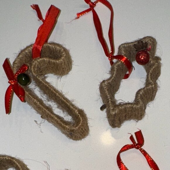 6 Christmas Tree Ornaments Cookie Cutters wrapped in Twine Handmade - Picture 4 of 5